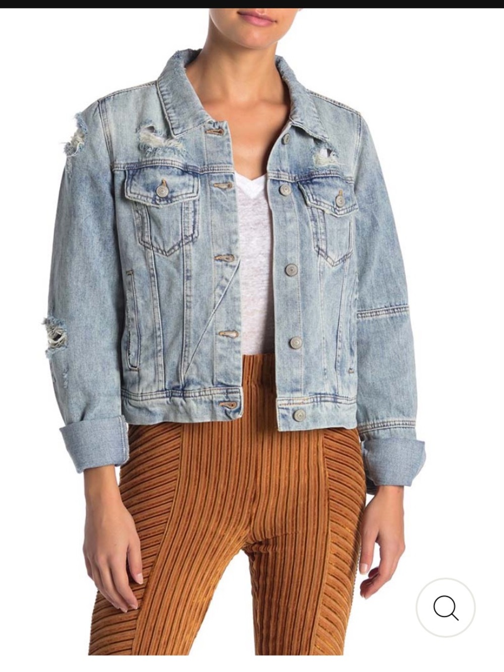 Free People Rumors Light Wash Denim Jacket Size Medium